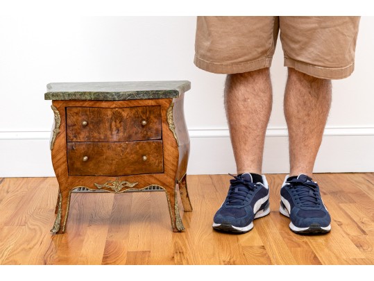Diminutive Antique French Marble Top Jewelry Chest