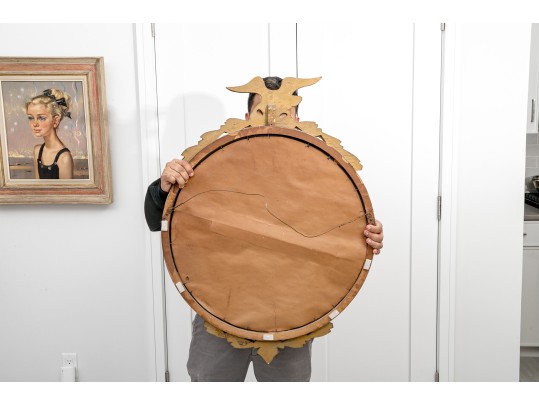 Antique Carved And Gilt Mirror With Eagle Crest