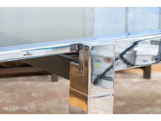 Contemporary Glass And Chrome Dining Table 