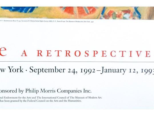 Henri Matisse 1993 Exhibition Poster, The Museum Of Modern Art New York