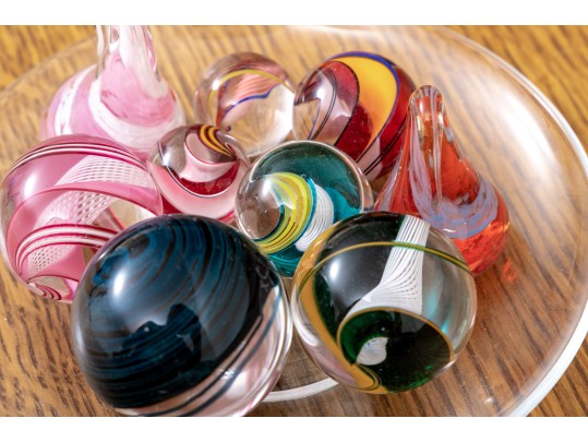 Group Of Decorative Table Top Glass Objects