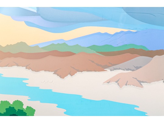 Doug West (Am., B.1947) Color Screen Print, Abstract Western Landscape 