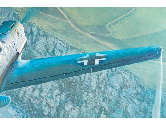 Johannes Steinhoff (Germany, 1913-1994) Signed Color Print, WWII Aviation With Two Fighter Aircraft