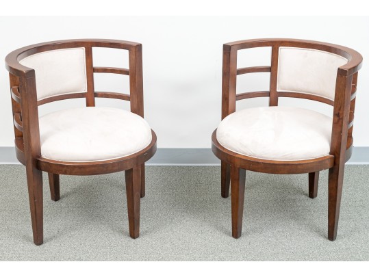 Pair Of Vintage Deco Style Tub Armchairs Imported For Najarian Furniture