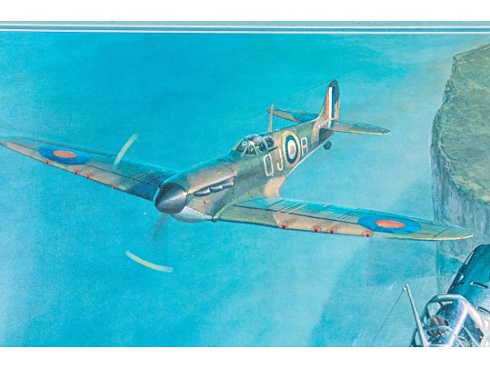 Johannes Steinhoff (Germany, 1913-1994) Signed Color Print, WWII Aviation With Two Fighter Aircraft