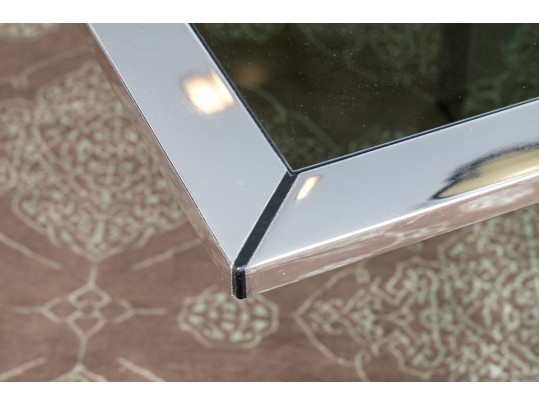 Contemporary Glass And Chrome Dining Table 