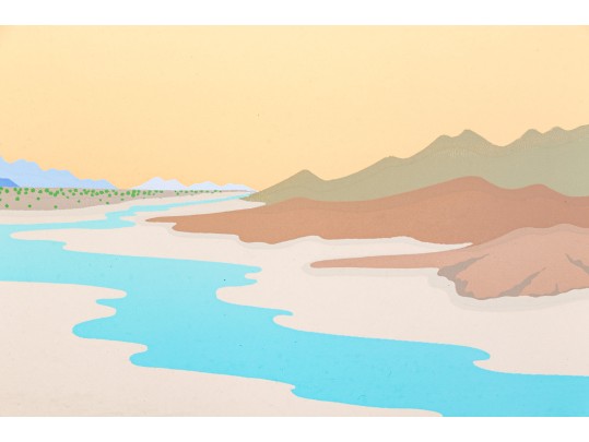 Doug West (Am., B.1947) Color Screen Print, Abstract Western Landscape 