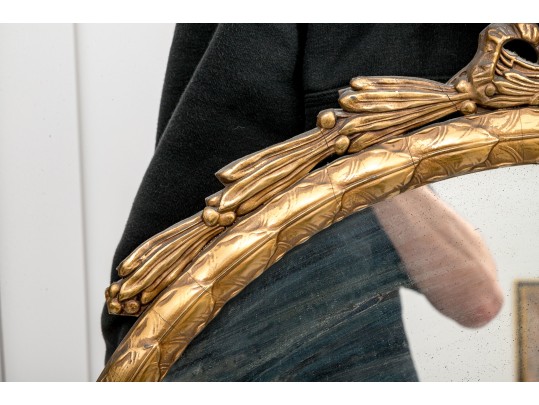 Antique Carved And Gilt Mirror With Eagle Crest