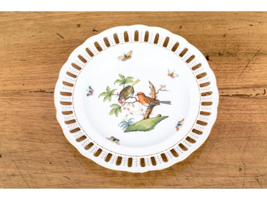 Herend Rothschild Bird Pierced Plate 