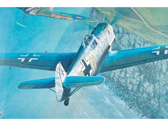 Johannes Steinhoff (Germany, 1913-1994) Signed Color Print, WWII Aviation With Two Fighter Aircraft