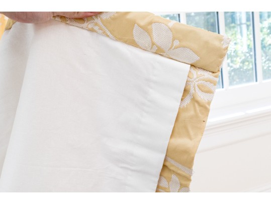 Pair Of Custom Pinch Pleat Lined Silk Drapes With Tiebacks - PAIR #3