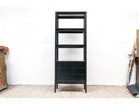 Quality Crate & Barrel Black Wood Etagere