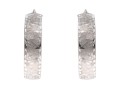 18K White Gold Italian Hoop Earrings With Brushed Finish
