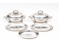 Pair Of Antique Silver Plate Chafing Dished, With Bead Motif Edging And Finials