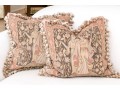 Pair Of Wool Tapestry & Cotton Decorative Accent Pillows With Feather & Down Insert