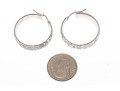 18K White Gold Italian Hoop Earrings With Brushed Finish