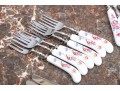 Delightful English, Royal Crown Derby Flatware Service, Floral Embellished China Handles, 41 Pieces