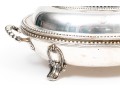 Pair Of Antique Silver Plate Chafing Dished, With Bead Motif Edging And Finials
