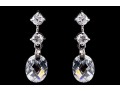 Dazzling White Zirconia And Sterling Silver Drop Earrings