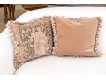 Pair Of Wool Tapestry & Cotton Decorative Accent Pillows With Feather & Down Insert