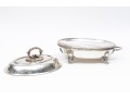 Pair Of Antique Silver Plate Chafing Dished, With Bead Motif Edging And Finials