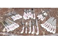 Delightful English, Royal Crown Derby Flatware Service, Floral Embellished China Handles, 41 Pieces