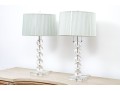 Pair Of Contemporary Stacked Spheres Table Lamps With String Shades