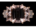 Morganite And Diamond 14K Rose Gold Ring, Size 7