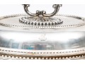 Pair Of Antique Silver Plate Chafing Dished, With Bead Motif Edging And Finials
