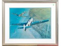 Johannes Steinhoff (Germany, 1913-1994) Signed Color Print, WWII Aviation With Two Fighter Aircraft