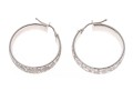 18K White Gold Italian Hoop Earrings With Brushed Finish