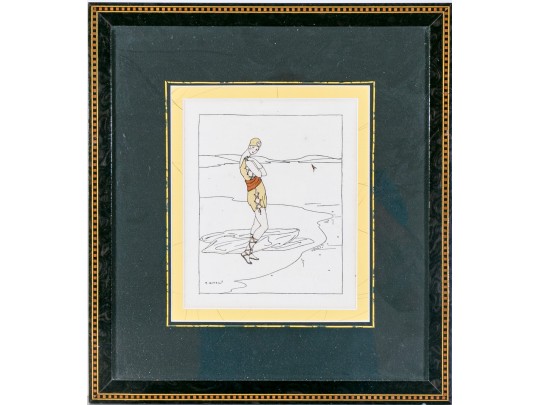 Borelli-Vranska (Croatian, 1888 - 1980) Pochoir Plate, Swimming Beauty Colored Print 