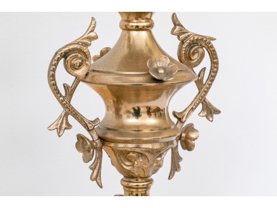 Pair Of French Brass Altar Candelabras