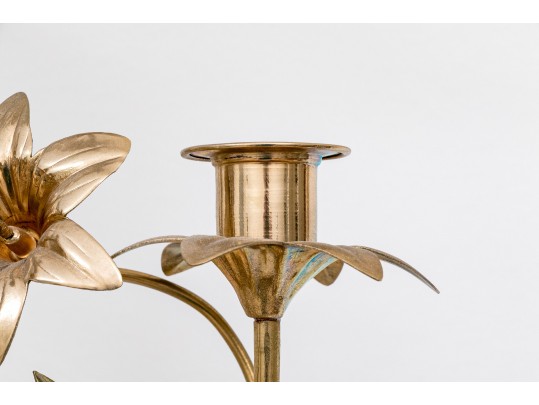 Pair Of French Brass Altar Candelabras