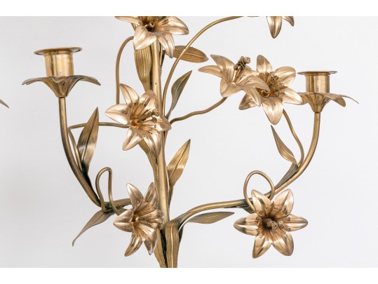 Pair Of French Brass Altar Candelabras