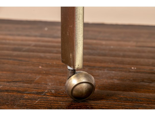 Vintage MCM Brass And Glass Barcart On Casters