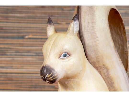 Artisanal Carved And Paint Finished Wooden Squirrel