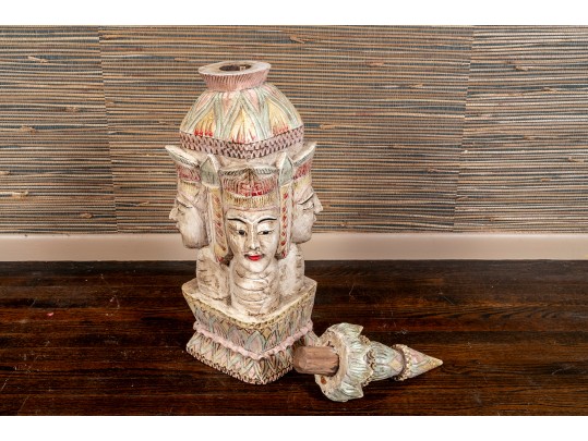 Impressive East Asian Figural Carved Architectural Sculpture