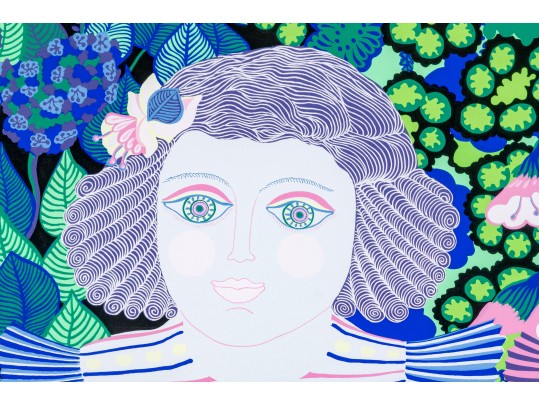 Daniele Akmen (Monaco, B. 1945) Signed Numbered Serigraph Girls With Doll & Basket