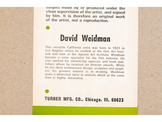 David Weidman (Am, B. 1921) Blue Elephant Signed Print