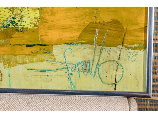 Edith Ferullo (Am. 1928-2008) Oil On Canvas Girl With Flowers