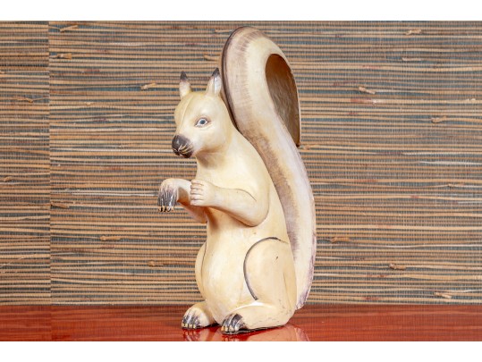 Artisanal Carved And Paint Finished Wooden Squirrel