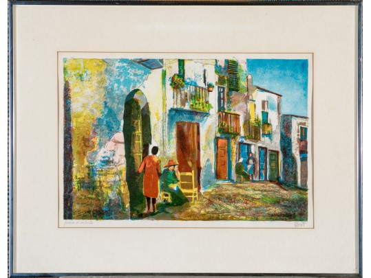 Jose Luis Florit (Spain, 1909 - 2001) Artist Proof Of A Street Scene