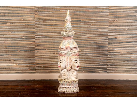 Impressive East Asian Figural Carved Architectural Sculpture