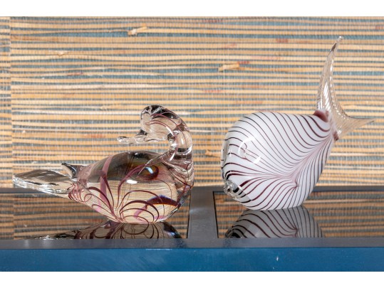 Two Fabulously Crafted Crystal Models Of A Bird And Seabird