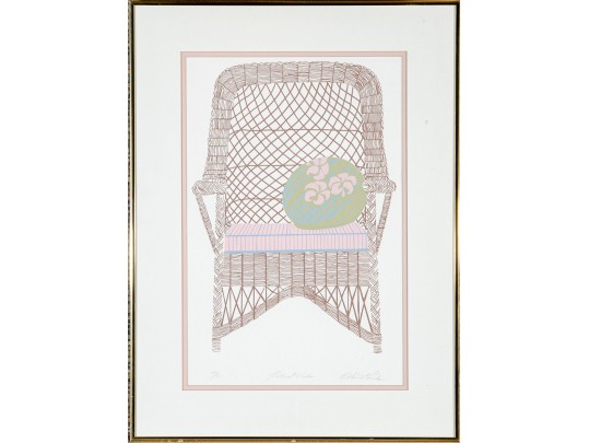 Katherine E. Parker (Am. 1949 - 2004) Pair Of Signed & Numbered Wicker Chair Lithographs