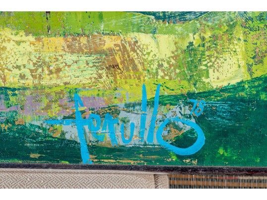 Edith Ferullo (Am. 1928-2008) Oil On Canvas Girl In Yellow With Flowers