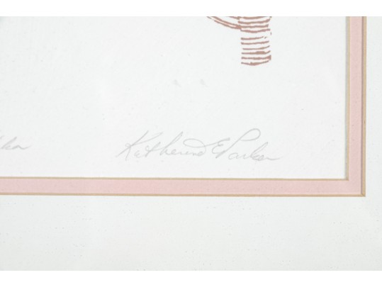 Katherine E. Parker (Am. 1949 - 2004) Pair Of Signed & Numbered Wicker Chair Lithographs