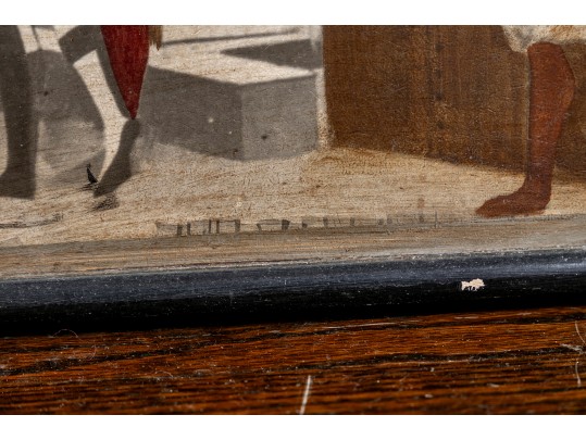 Palladio Italy Mid Century Oil On Mason Board Renaissance Scene