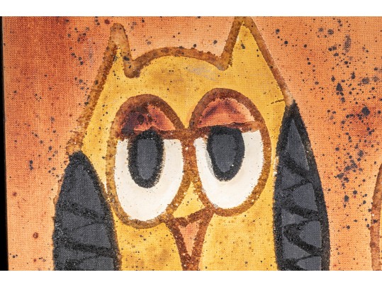 Lois S. Becker (Am. 21st Century) MCM Oil On Board Three Owls